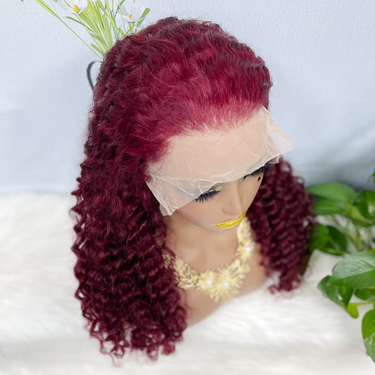 13*4 Lace Wig Deep Wave Natural Human Hair Lace Wigs Color 99J