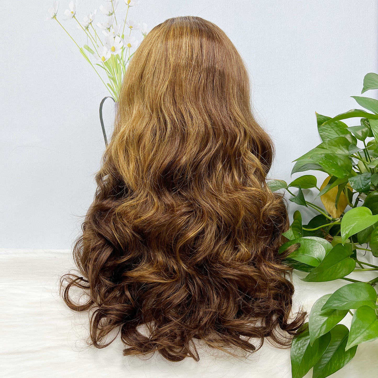 Double Drawn 13*4 GluelessLace Wig Romance Curl Natural Human Hair Lace Wigs Piano Color P4/30 20"