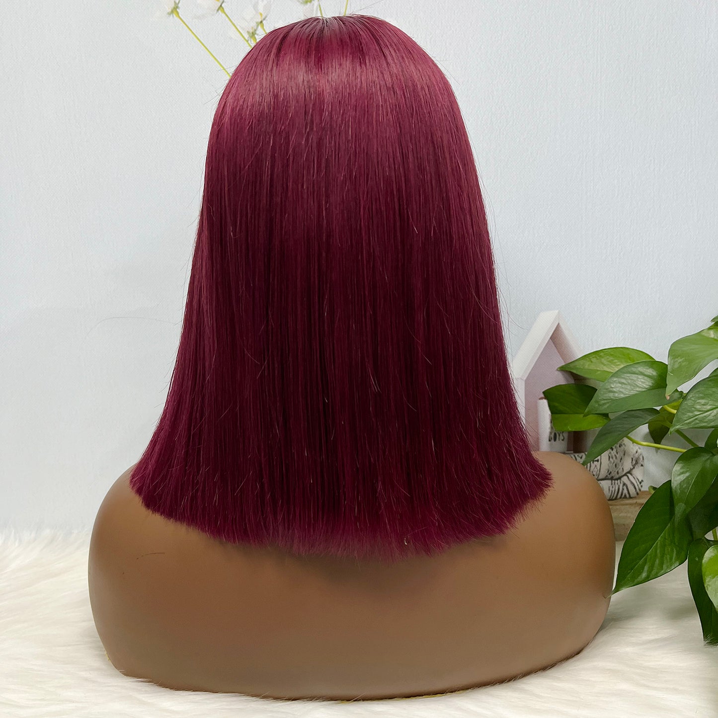 Super Double Drawn 2*6 Lace Bob Wig Human Hair Lace Wig Color 99J Straight
