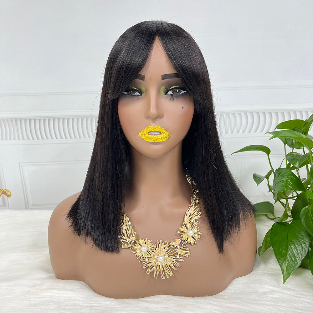 Bone Straight Double Drawn Bob Wig Vietnamese Human Hair Wigs Natural Color 14"