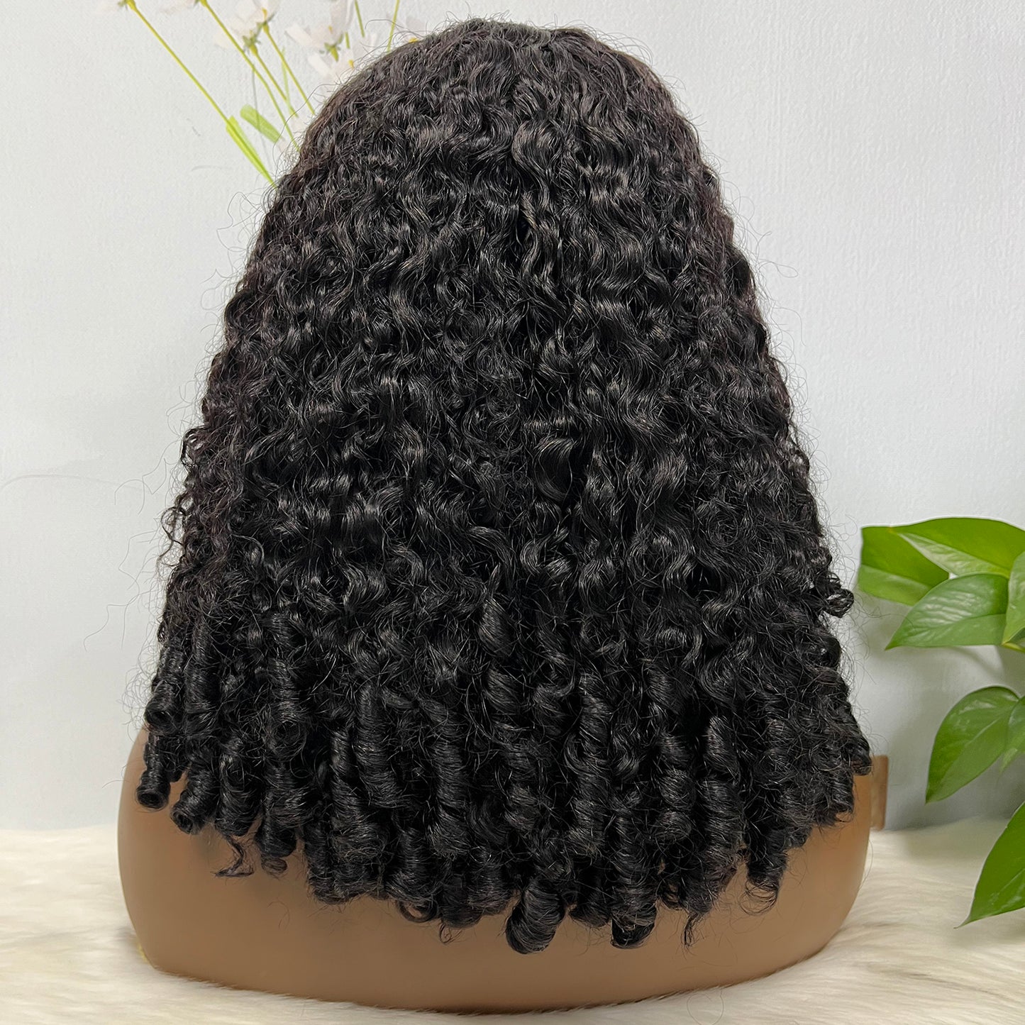 Double Drawn 13*4 Glueless Wig Magic Curl Natural Human Hair Wigs Natural Color
