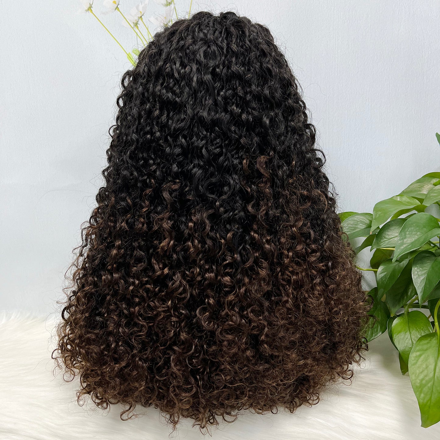 Double Drawn 13x4 Glueless Wig Pixie Curl Natural Human Hair Lace Wigs Natural Color 250% Density