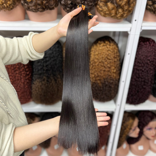 Double Drawn Bone Straight Vietnamese Human Hair Bundle With Closure