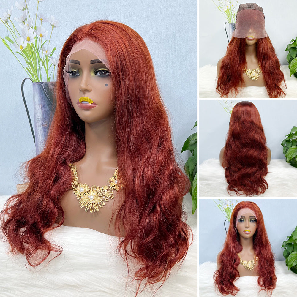 13*4 Lace Wig Deep Wave Natural Human Hair Lace Wigs Color 33# 200% Density