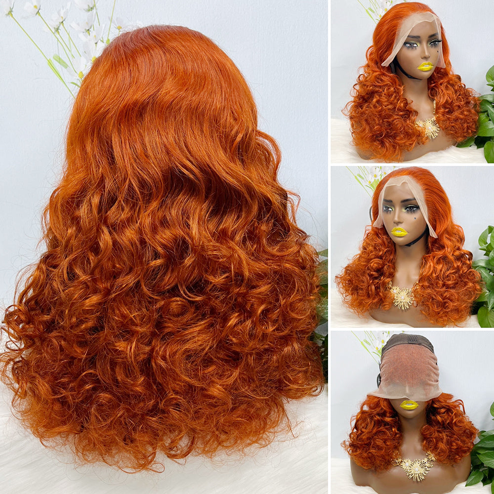 DD 13*4 Lace Wig Fumi Natural Human Hair Lace Wigs Color T4/27/4# 250% Density
