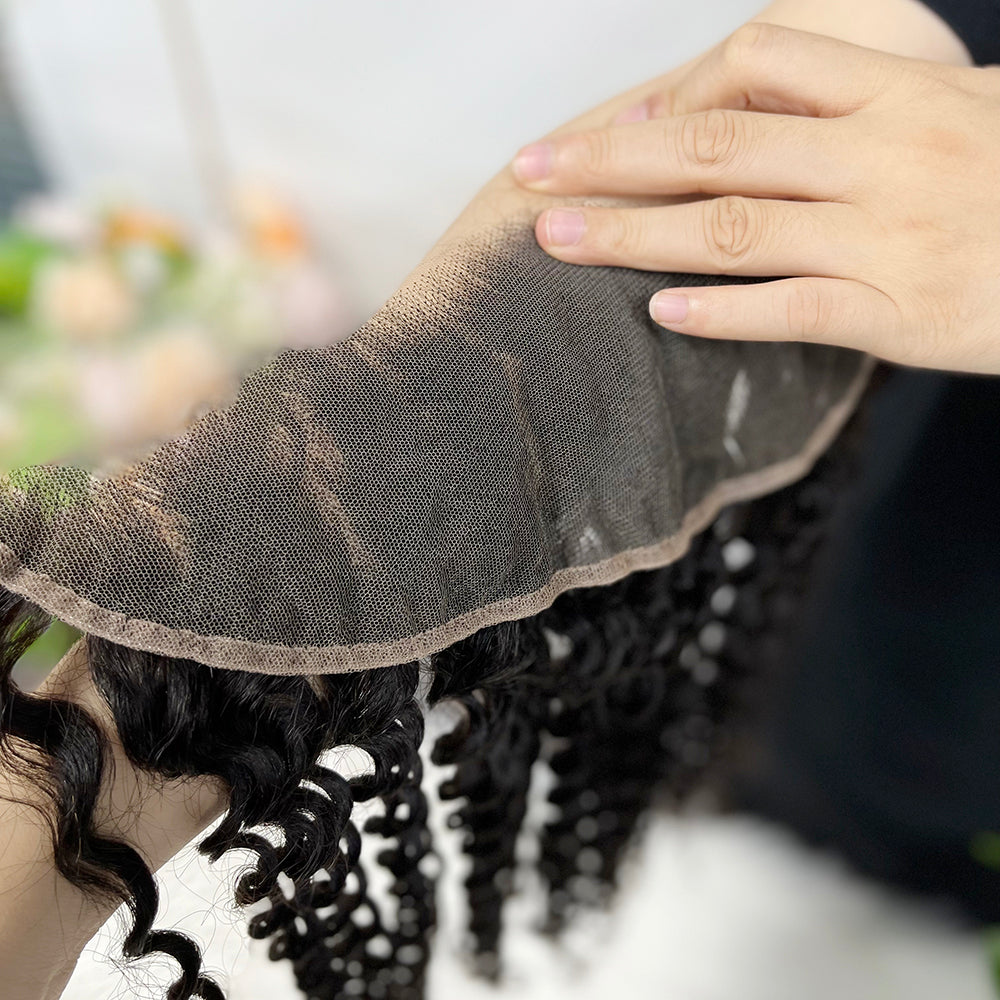 13*4 HD Lace Frontal Deep Wave 100% Natural Human Hair Natural Color 12"-26"