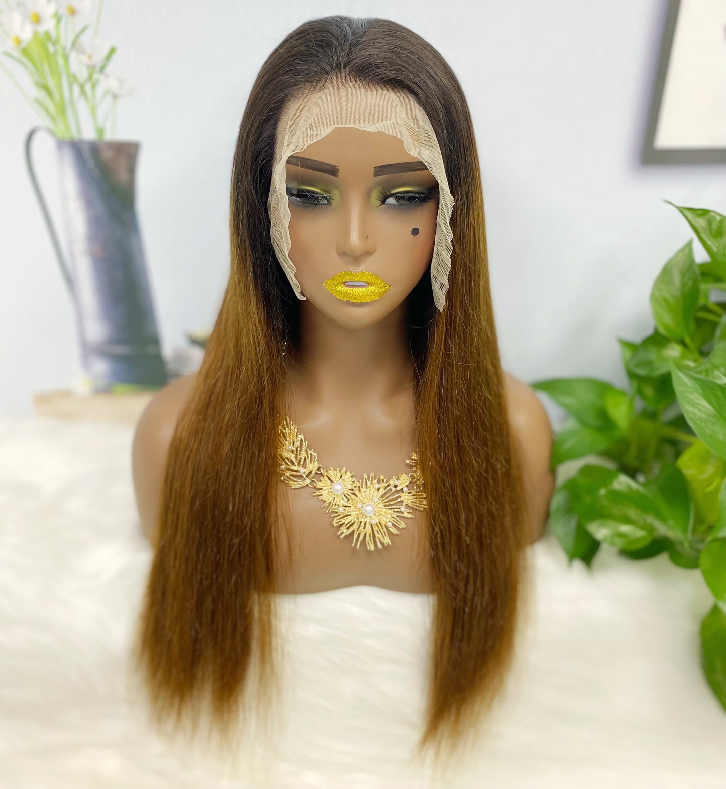 13*4 Lace Wig Straight Natural Virgin Human Hair Lace Wigs Color T1B/4# 200% Density