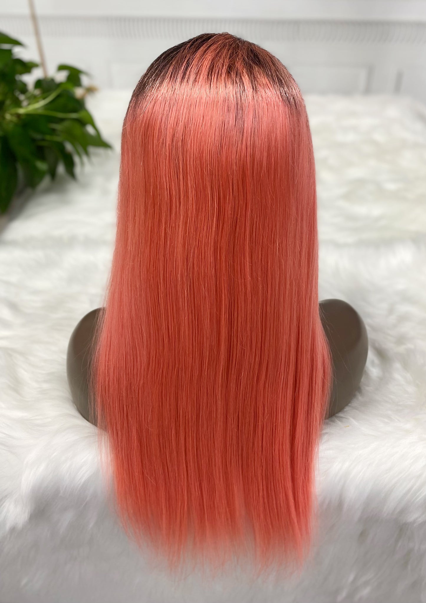 13*4 Lace Wig Straight Natural Human Hair Lace Wigs Color T1B/Pink 300% Density