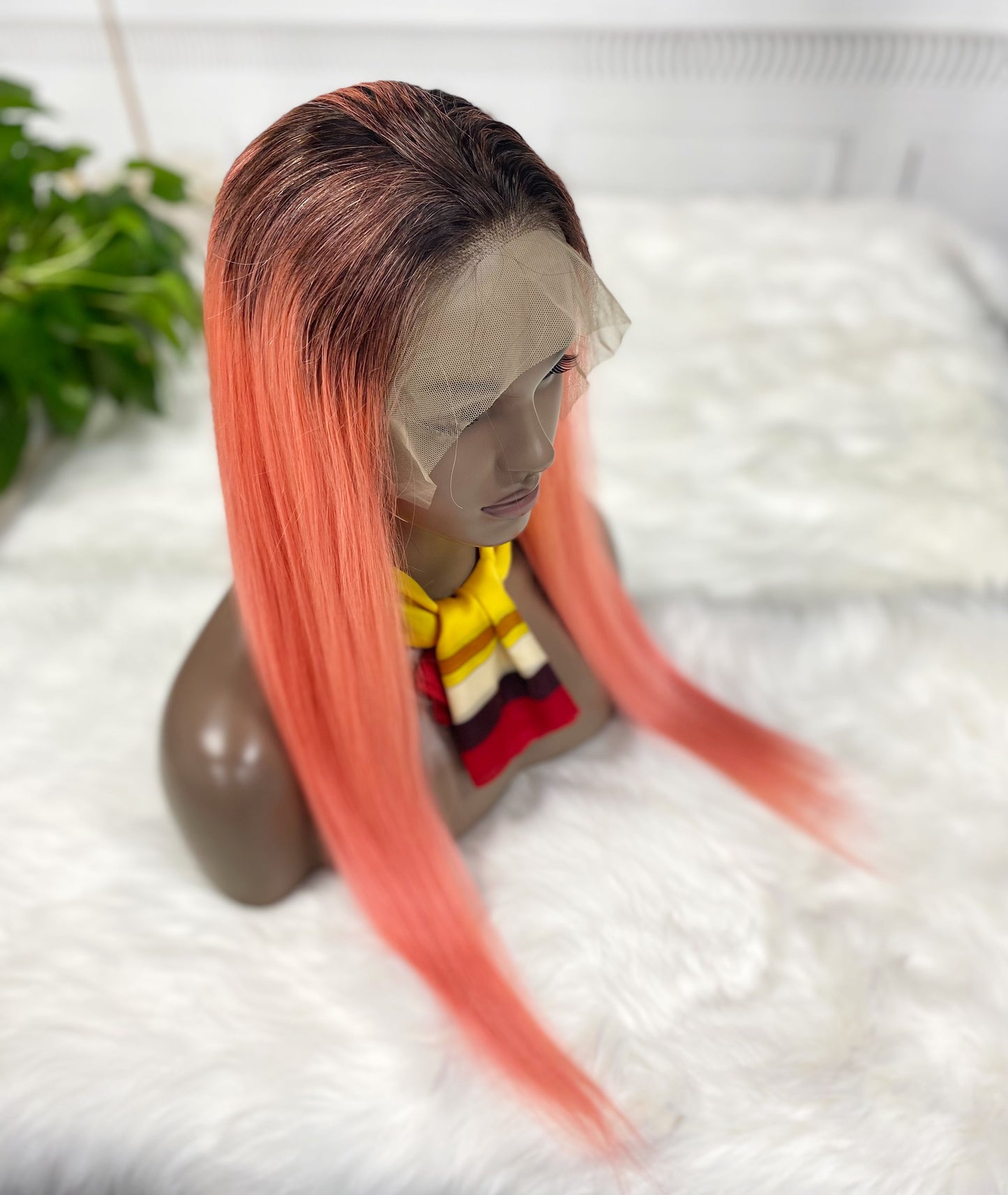 13*4 Lace Wig Straight Natural Human Hair Lace Wigs Color T1B/Pink 300% Density