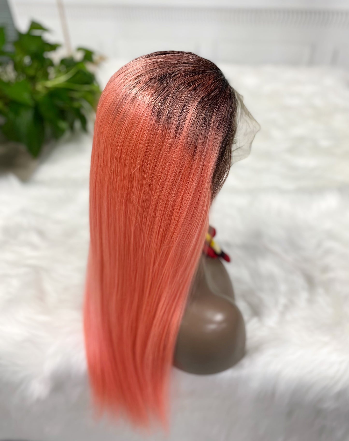 13*4 Lace Wig Straight Natural Human Hair Lace Wigs Color T1B/Pink 300% Density