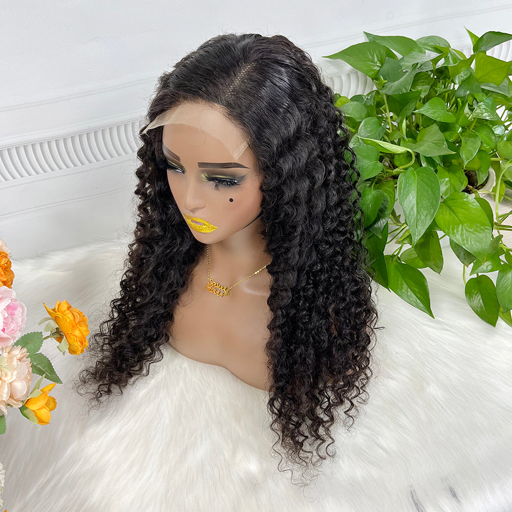 5x5 HD Glueless Lace Wig Deep Wave Virgin Human Hair Curly Lace Wigs 350% Density