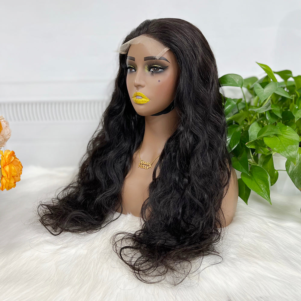 5x5 HD Glueless Lace Wig Natural Wave Virgin Human Hair Wigs 350% Density