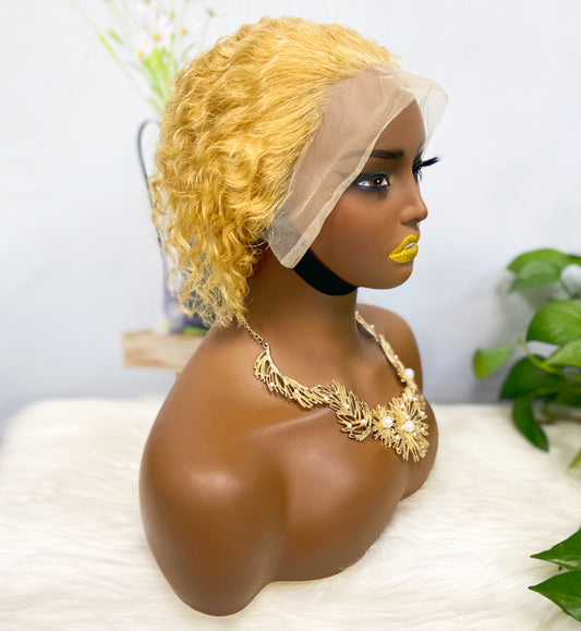 13*4 Lace Wig Curly Human Hair Lace Wigs Color 27#