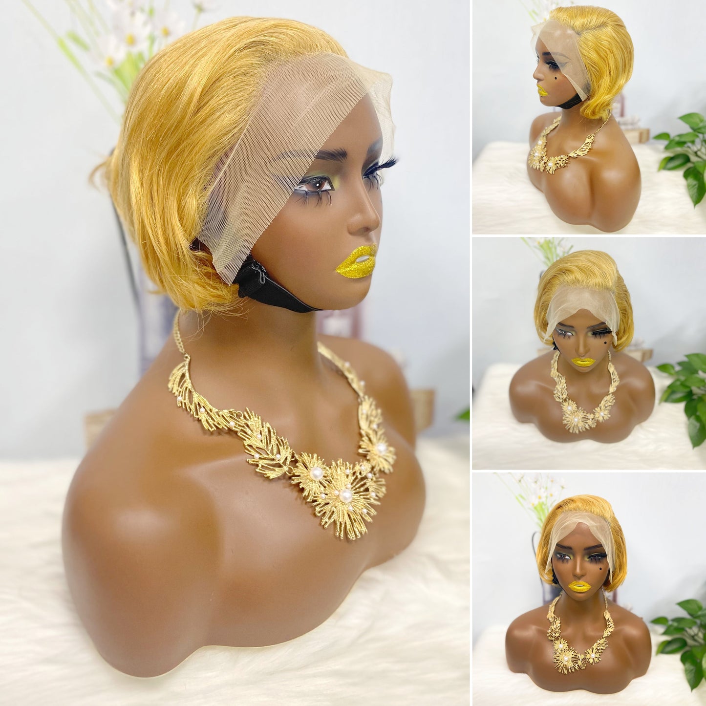 13*4 Lace Wig Pixie Cut Natural Virgin Human Hair Lace Wigs Color 4#
