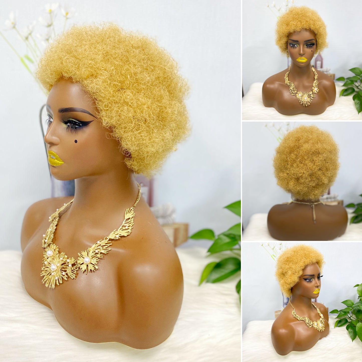 Afvo Wig Machine Human Hair Wig Natural Hair Wigs Color 99J 6inch