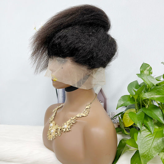 360 Lace Wig Kinky Straight Natural Human Hair Wigs 16“-32” Natural Color 350% Density