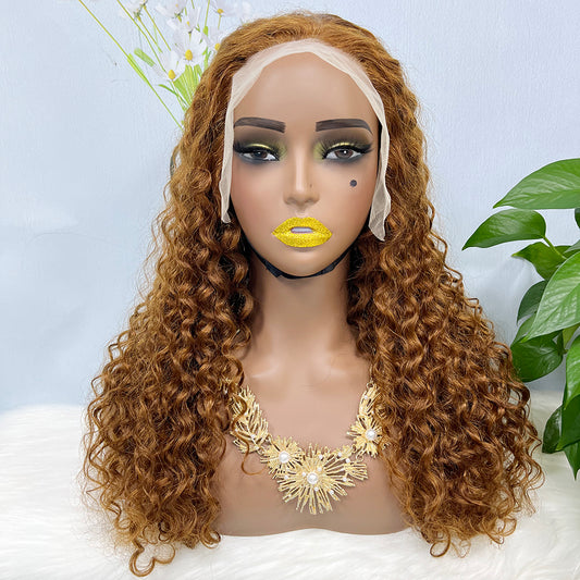 13*4 Lace Wig Water Wave Natural Virgin Human Hair Lace Wigs Color 30# 300%Density