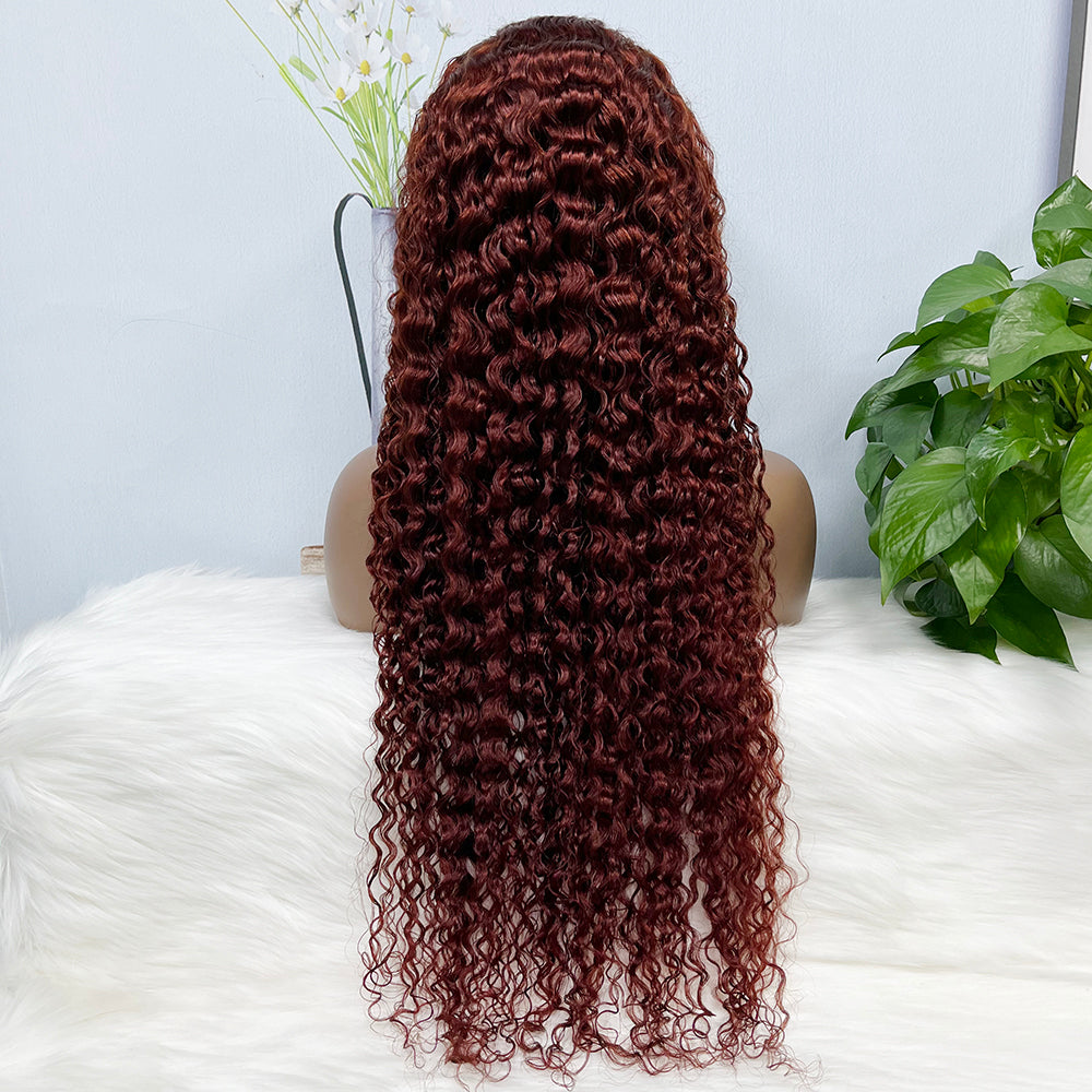13*4 Lace Wig Water Wave Natural Human Hair Lace Wigs Color 33# 200% Density