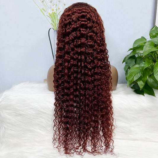 13*4 Lace Wig Water Wave Natural Human Hair Lace Wigs Color 33# 250% Density