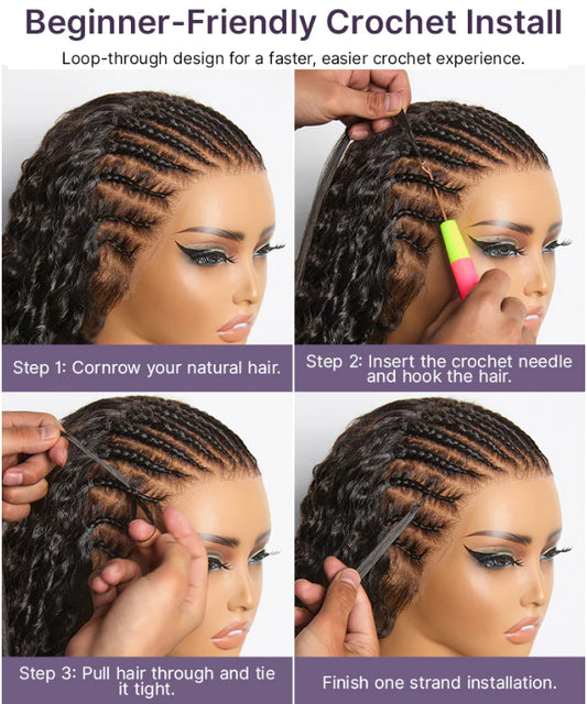 Pre Looped Feather Crochet Human Hair Bulk Water Wave Natural Hair 100grams and 80pcs for 1 Bundle
