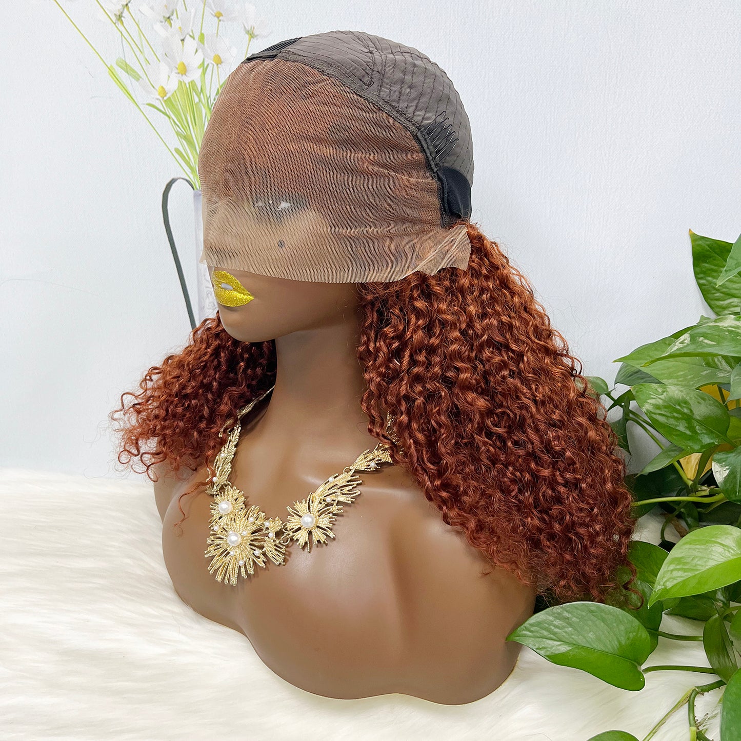 Double Drawn 13x4 Glueless Wig Pixie Curl Natural Human Hair Lace Wigs Natural Color 250% Density