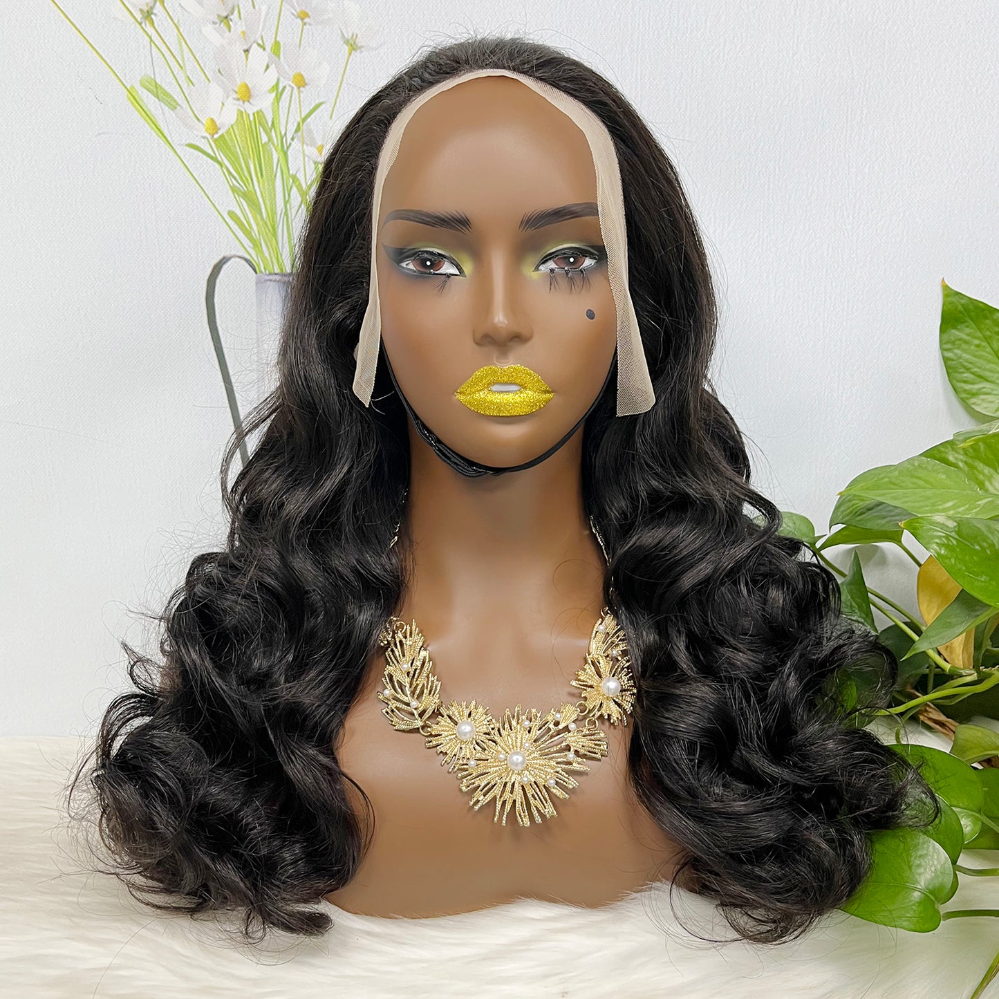 Double Drawn 13*4 GluelessLace Wig Romance Curl Natural Human Hair Lace Wigs Natural Color 20"