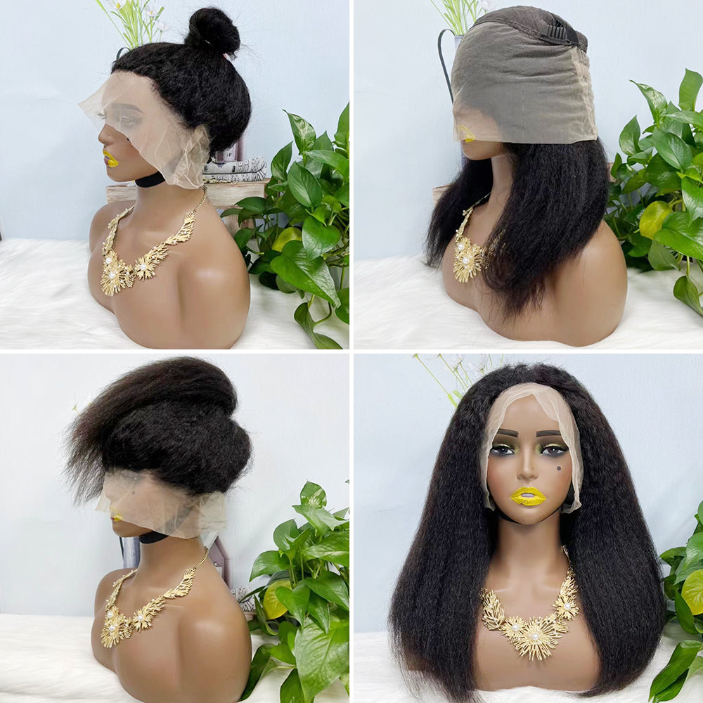 360 Lace Wig Kinky Curl Natural Virgin Human Hair Wigs 16inch- 36inch 350% Density