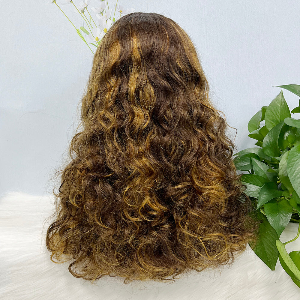 DD 13*4 Lace Wig Fumi Natural Human Hair Lace Wigs Color P4/27# 250% Density