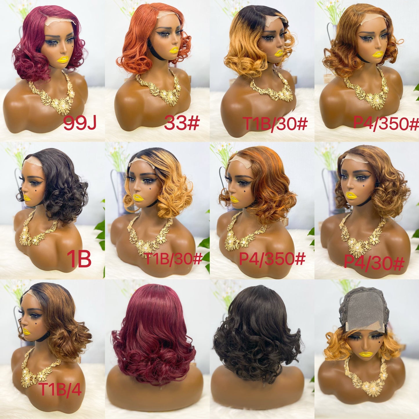 Perruque de cheveux humains Fumi 4*4, couleur T30/4 #
