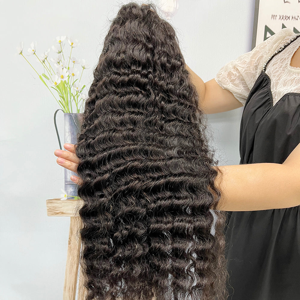 13*4 Lace Wig Deep Wave Natural Color Virgin Human Hair Wigs 200% Density Color NC