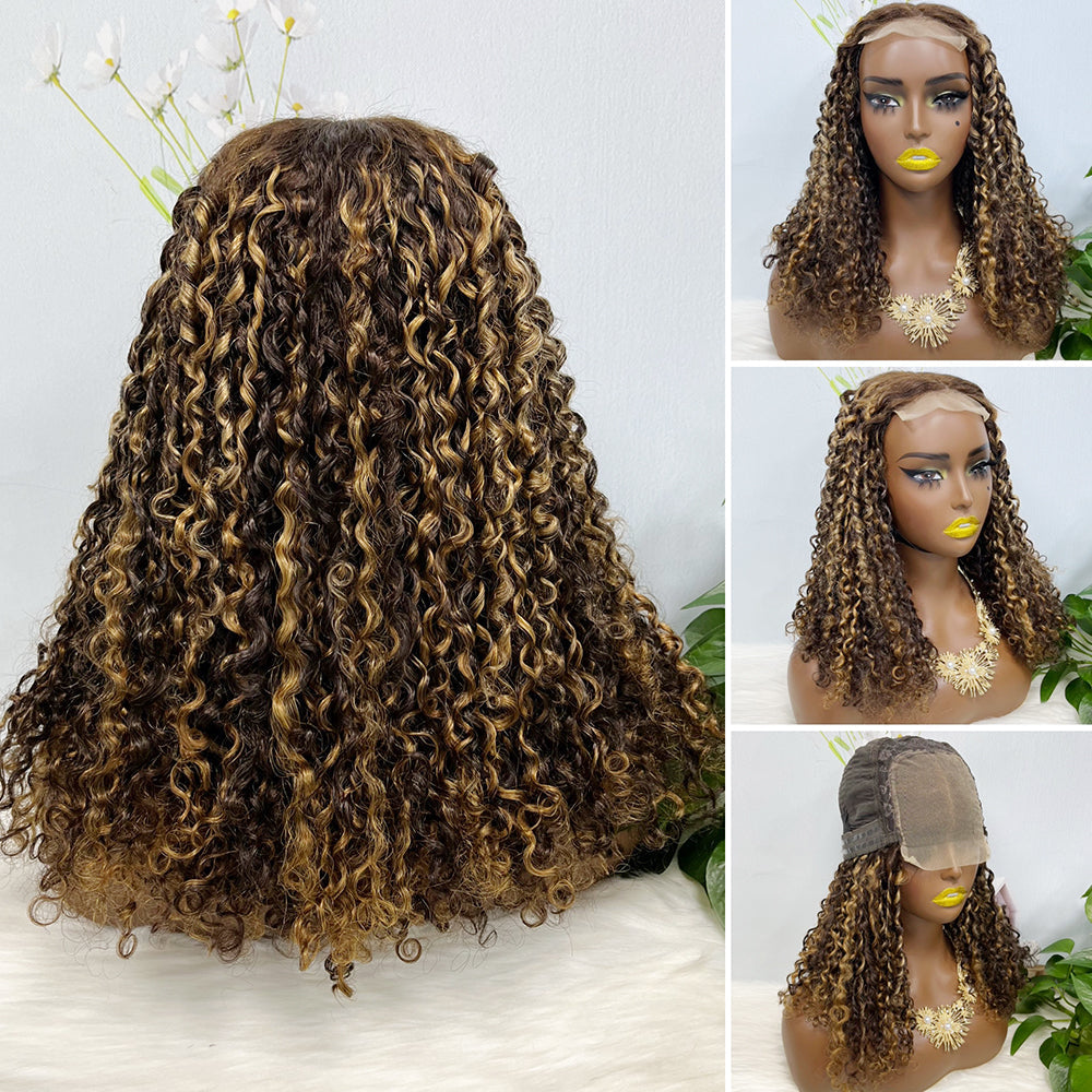 DD 4*4 perruque de dentelle sans colle Pixie couleur de perruque de dentelle de cheveux humains naturels 1B 250% densité