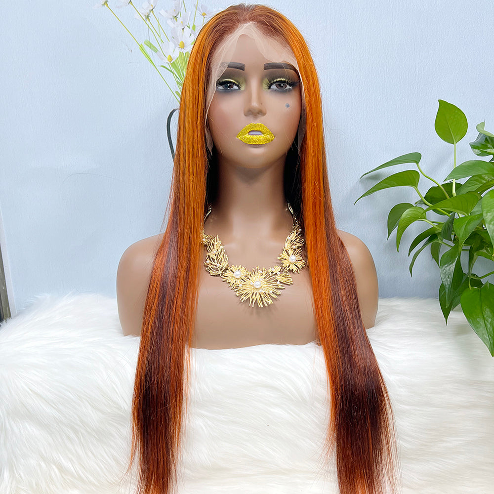 13*4 Lace Wig Straight Natural Virgin Human Hair Lace Wigs Color P4/350# 200% Density