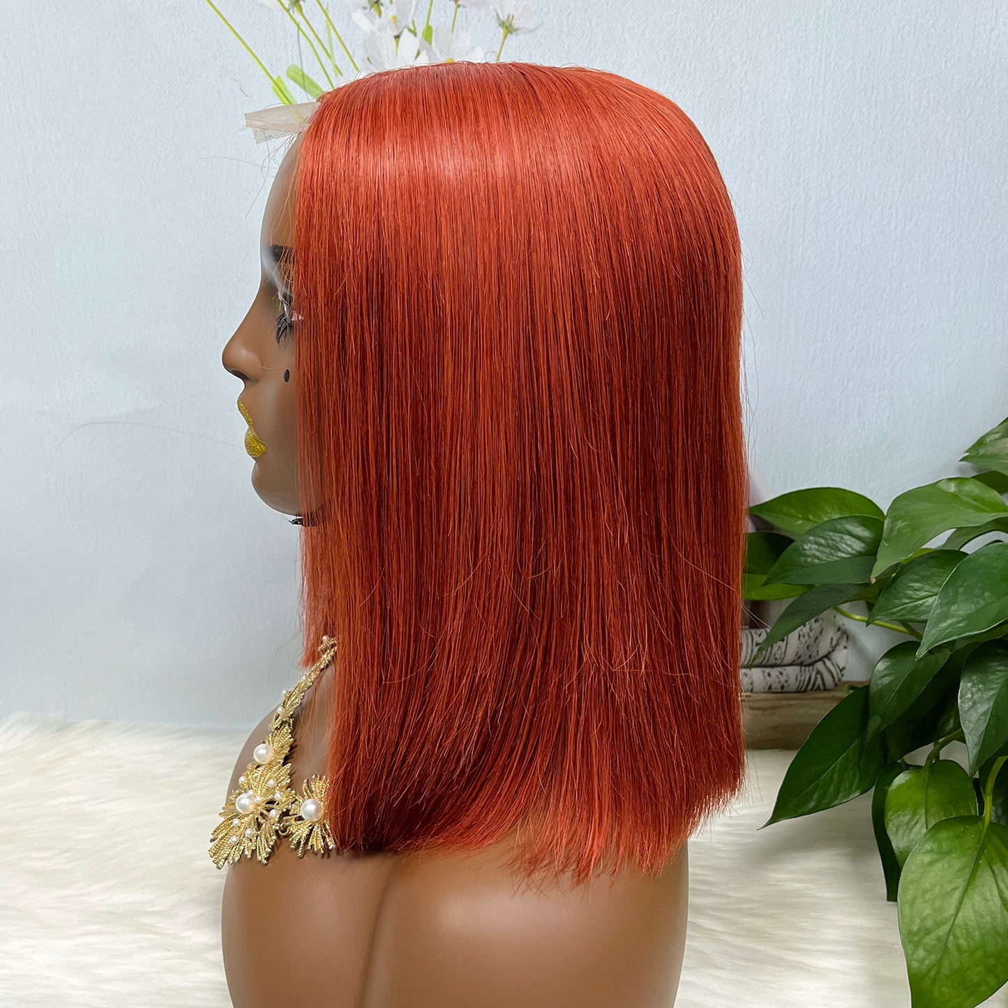 Super Double Drawn 2*6 Lace Bob Wig Human Hair Lace Wig Color 350# Straight
