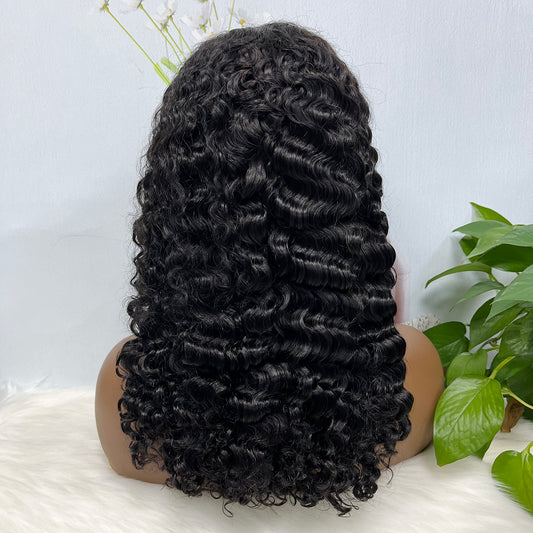 Double Drawn 13*4 Glueless Wig Burmese Curl Human Hair Wigs Natural Color 250% Densisty