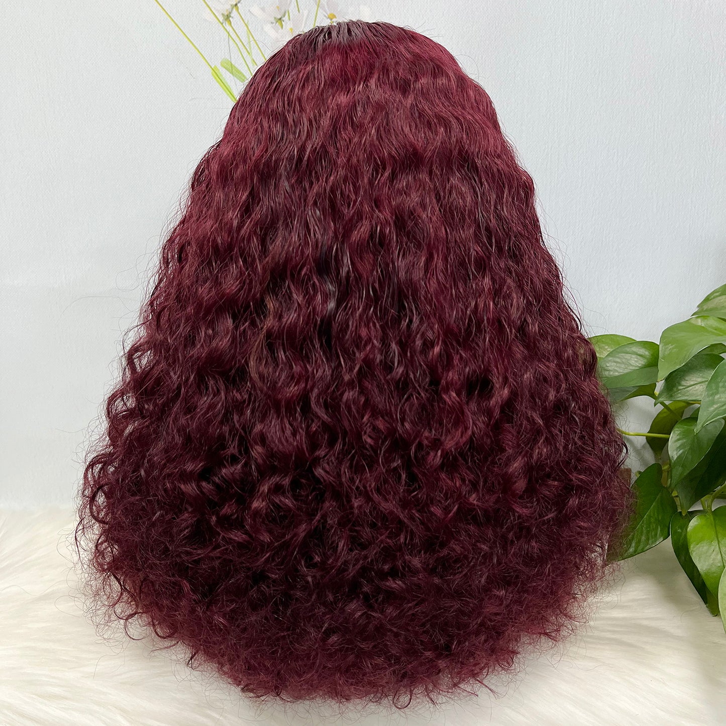 Double Drawn 13*4 Glueless Wig Pissy Curl Natural Human Hair Lace Wig Brown Color 4# 250% Density