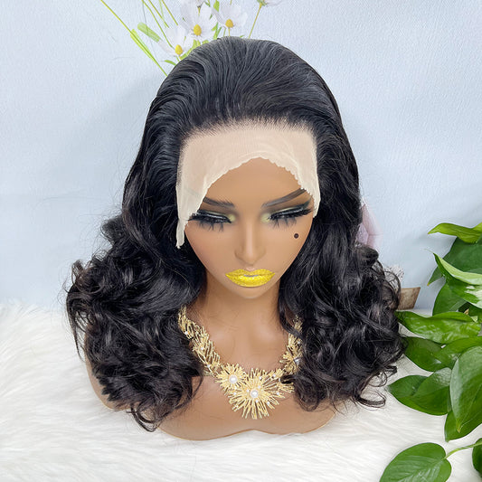 Double Drawn 13*4 Lace Wig Loose Wave Natural Human Hair Lace Wig Color NC 300% Density