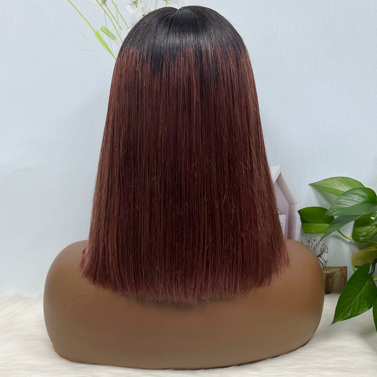 Super Double Drawn 2*6 Lace Bob Wig Human Hair Lace Wig Color T1B/33# Straight