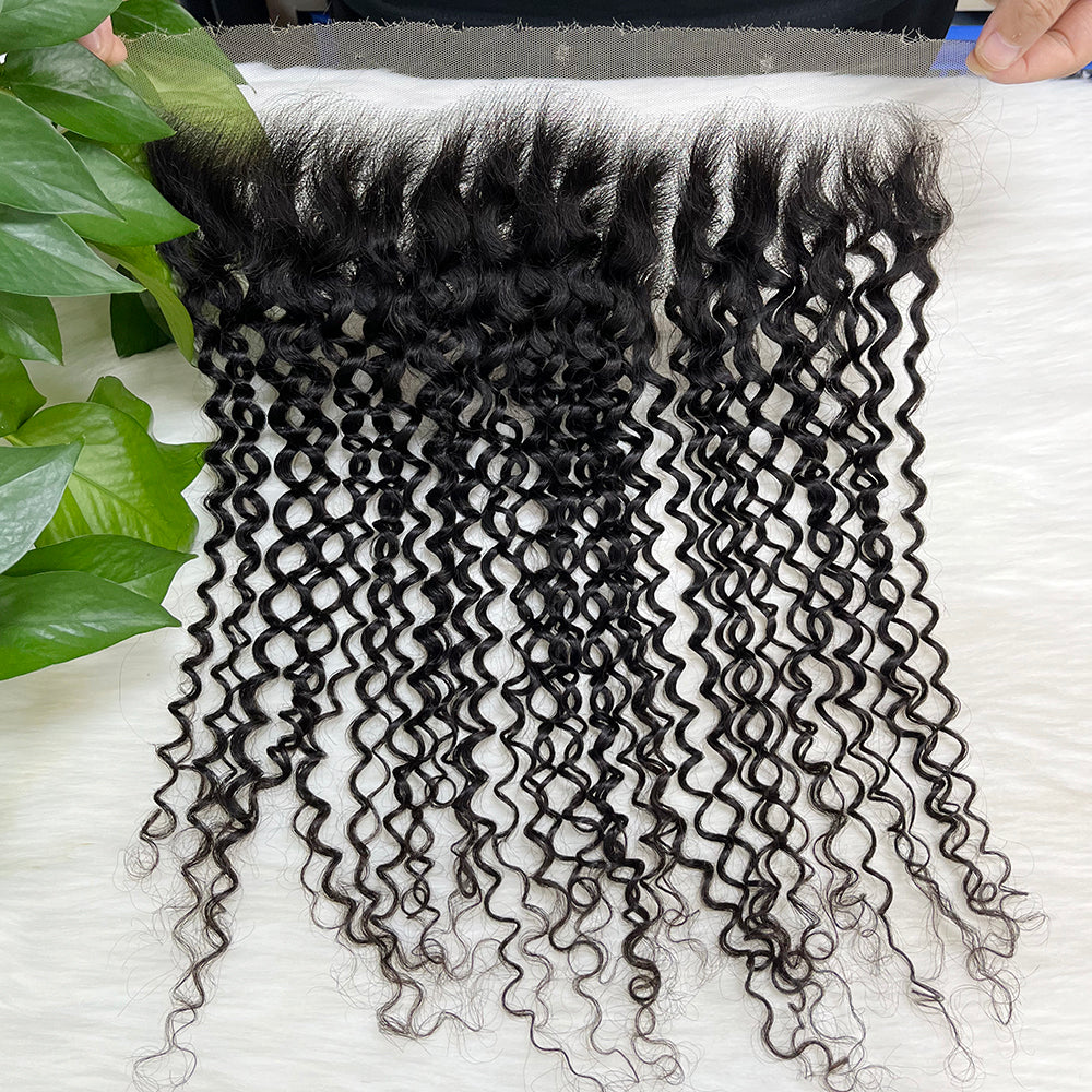 13*4 HD Lace Frontal Jerry Curl 100% Natural Human Hair Natural Color 10"-26"