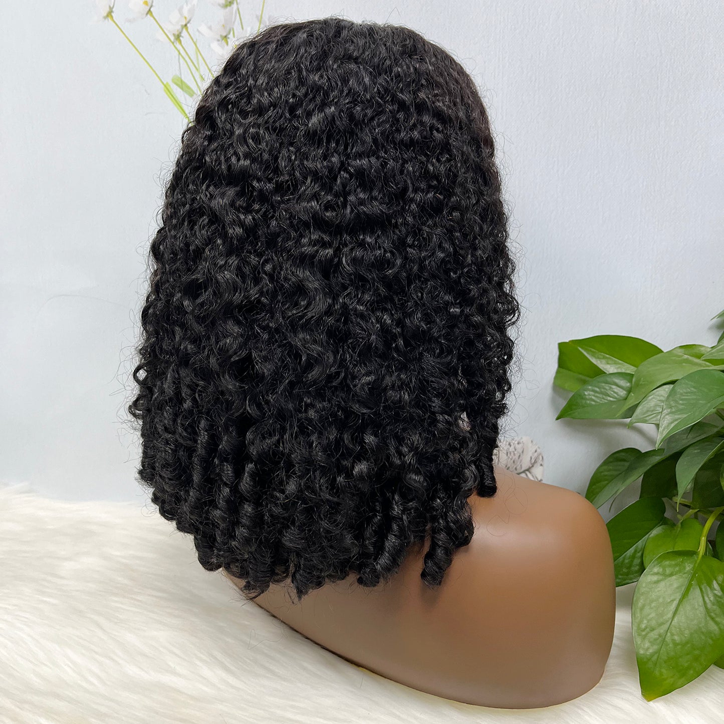 Double Drawn 13*4 Glueless Wig Magic Curl Natural Human Hair Wigs Natural Color