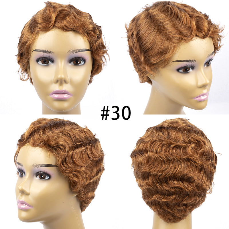 Machine Human Hair Wig Natural Hair No Lace Wigs Natural Color Wig 001