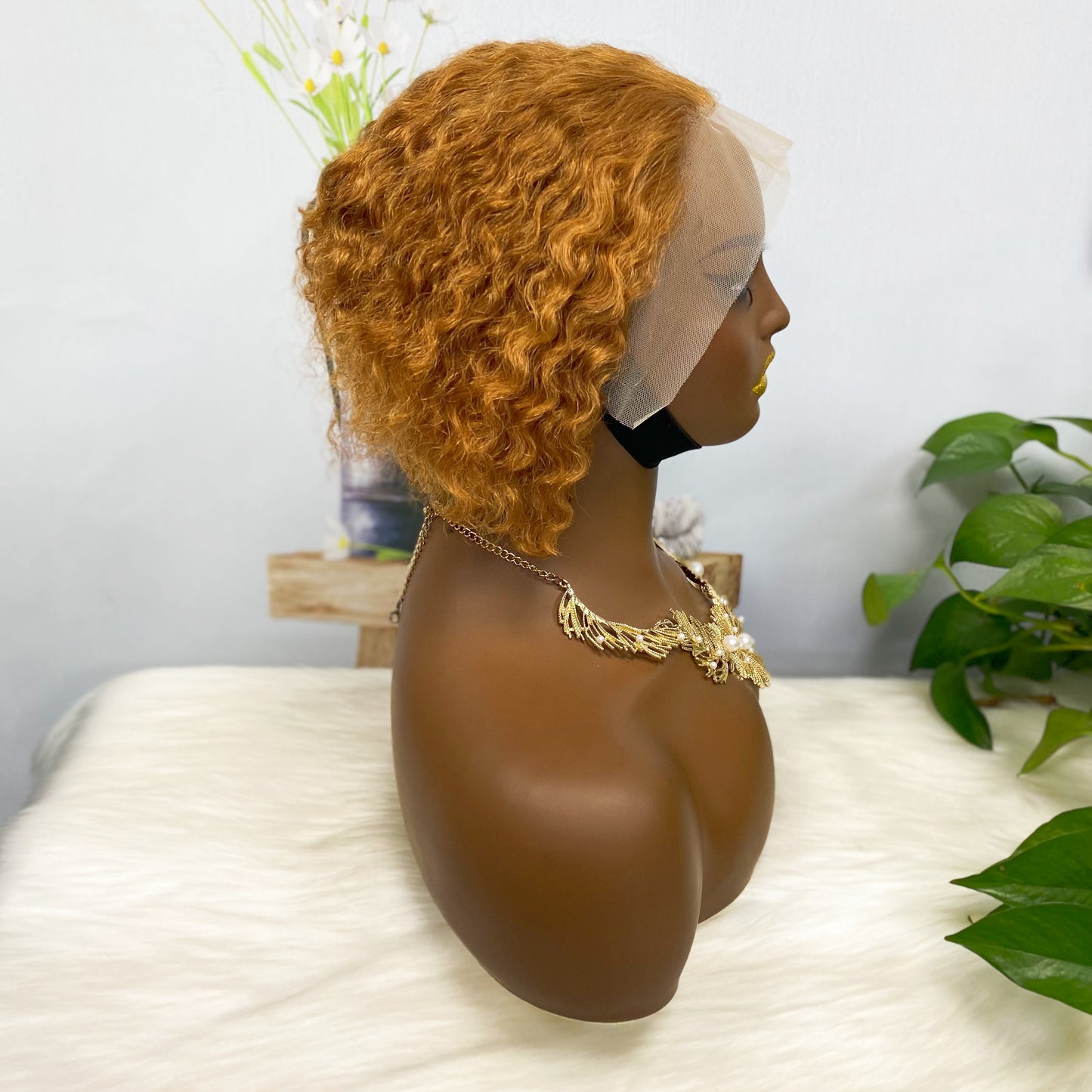 13*4 Lace Wig Curly Human Hair Lace Wigs Color 30#