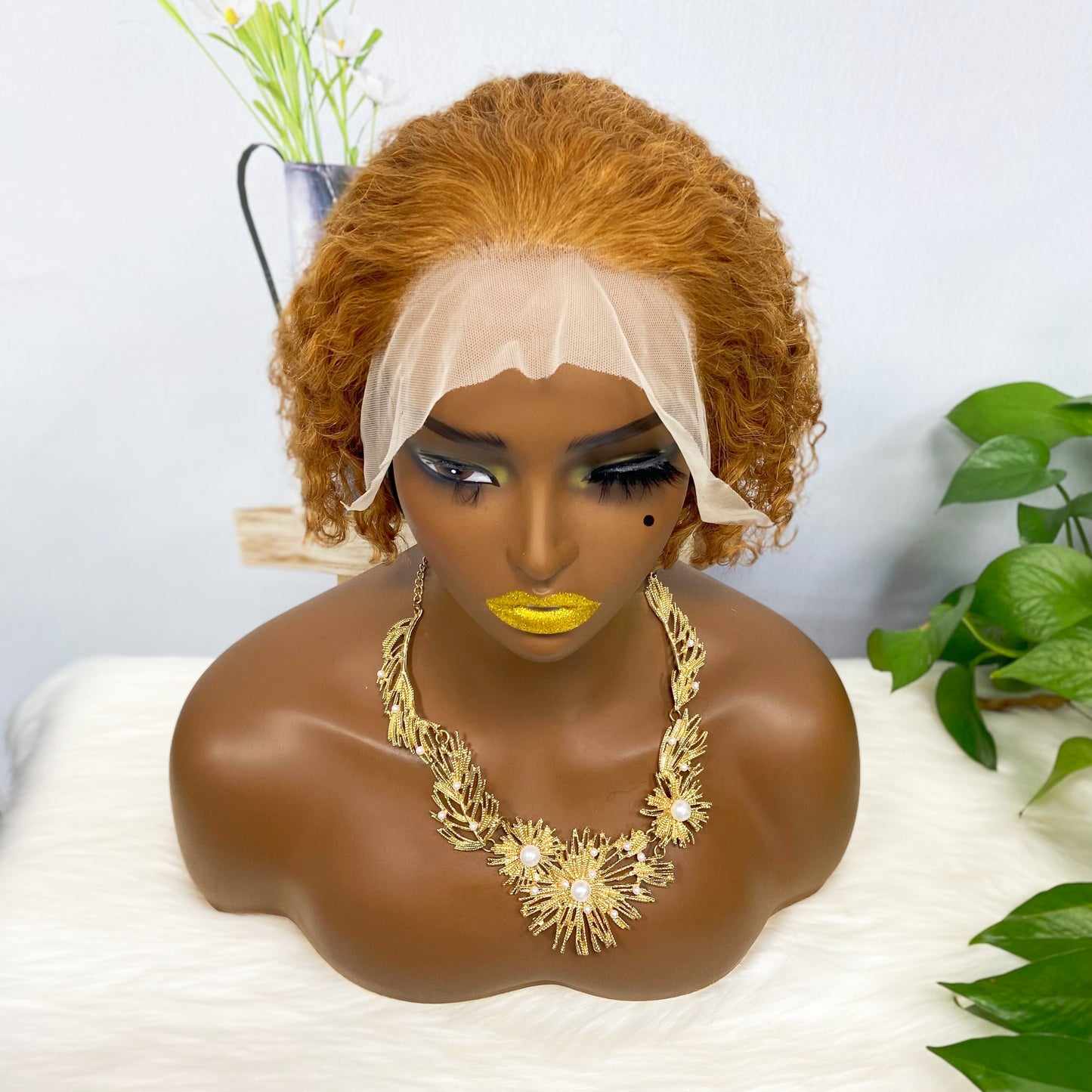 13*4 Lace Wig Curly Human Hair Lace Wigs Color 30#