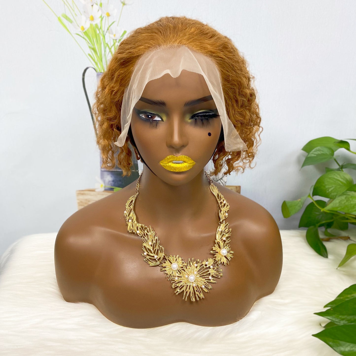13*4 Lace Wig Curly Human Hair Lace Wigs Color 30#