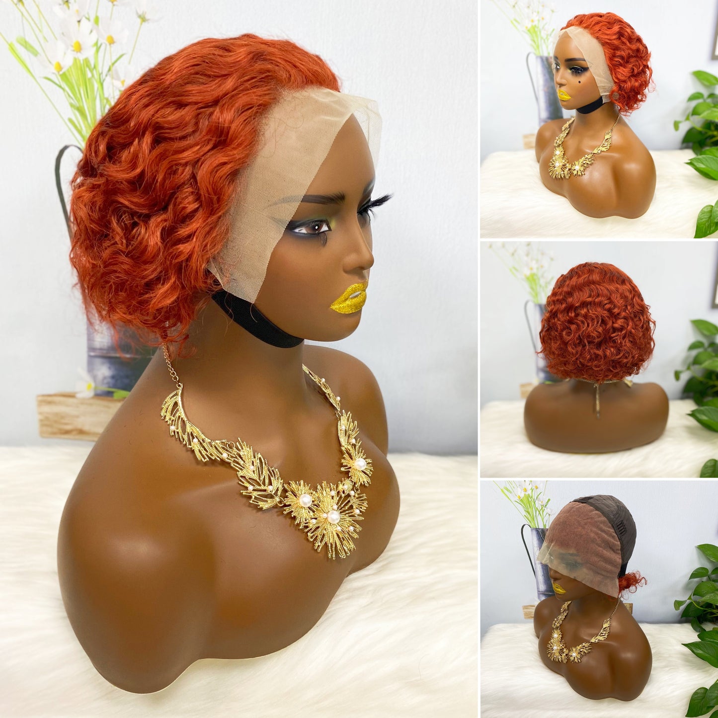 13*4 Lace Wig Curly Curly Human Hair Lace Wigs Color 350#