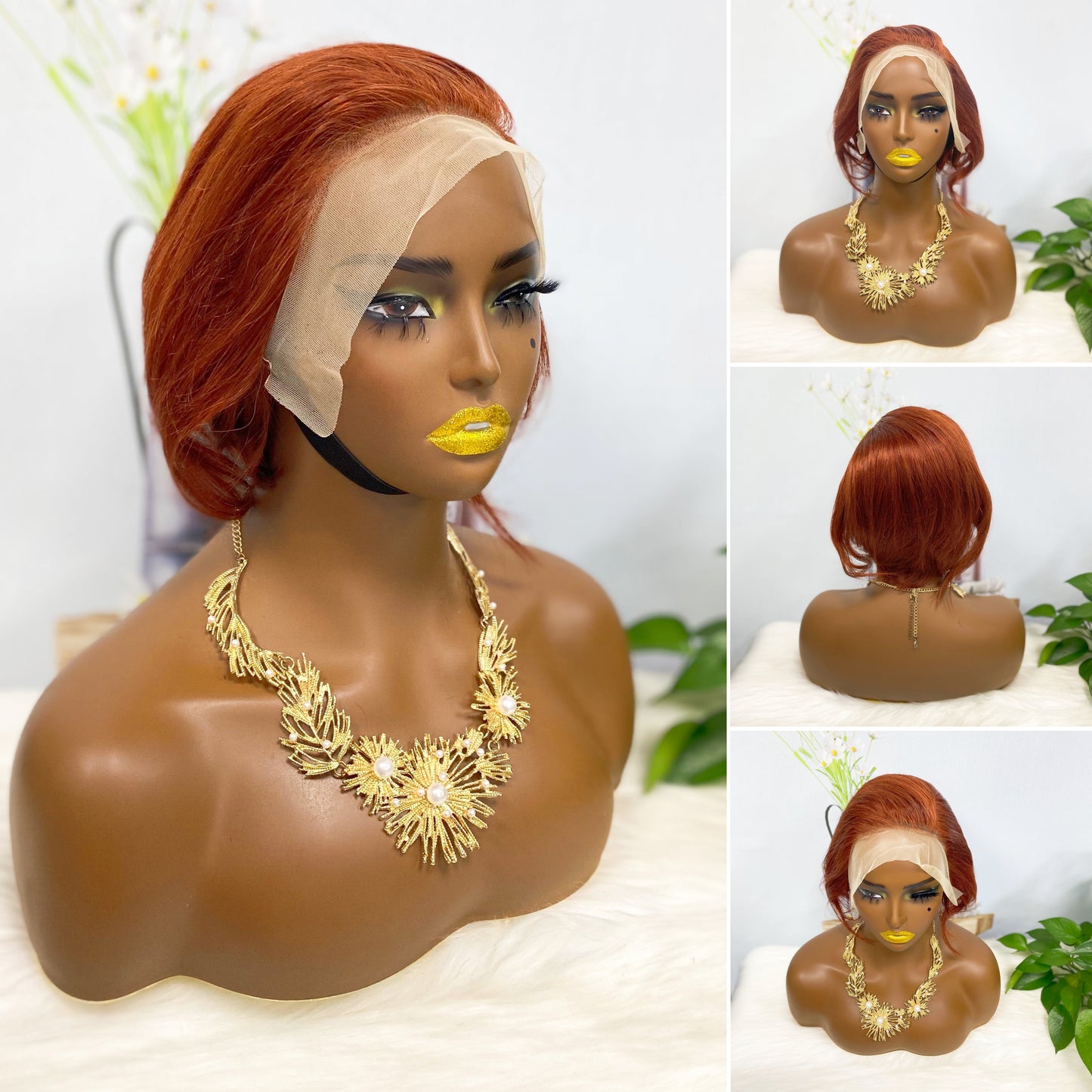 13*4 Lace Wig Pixie Cut Natural Virgin Human Hair Lace Wigs Color 4#