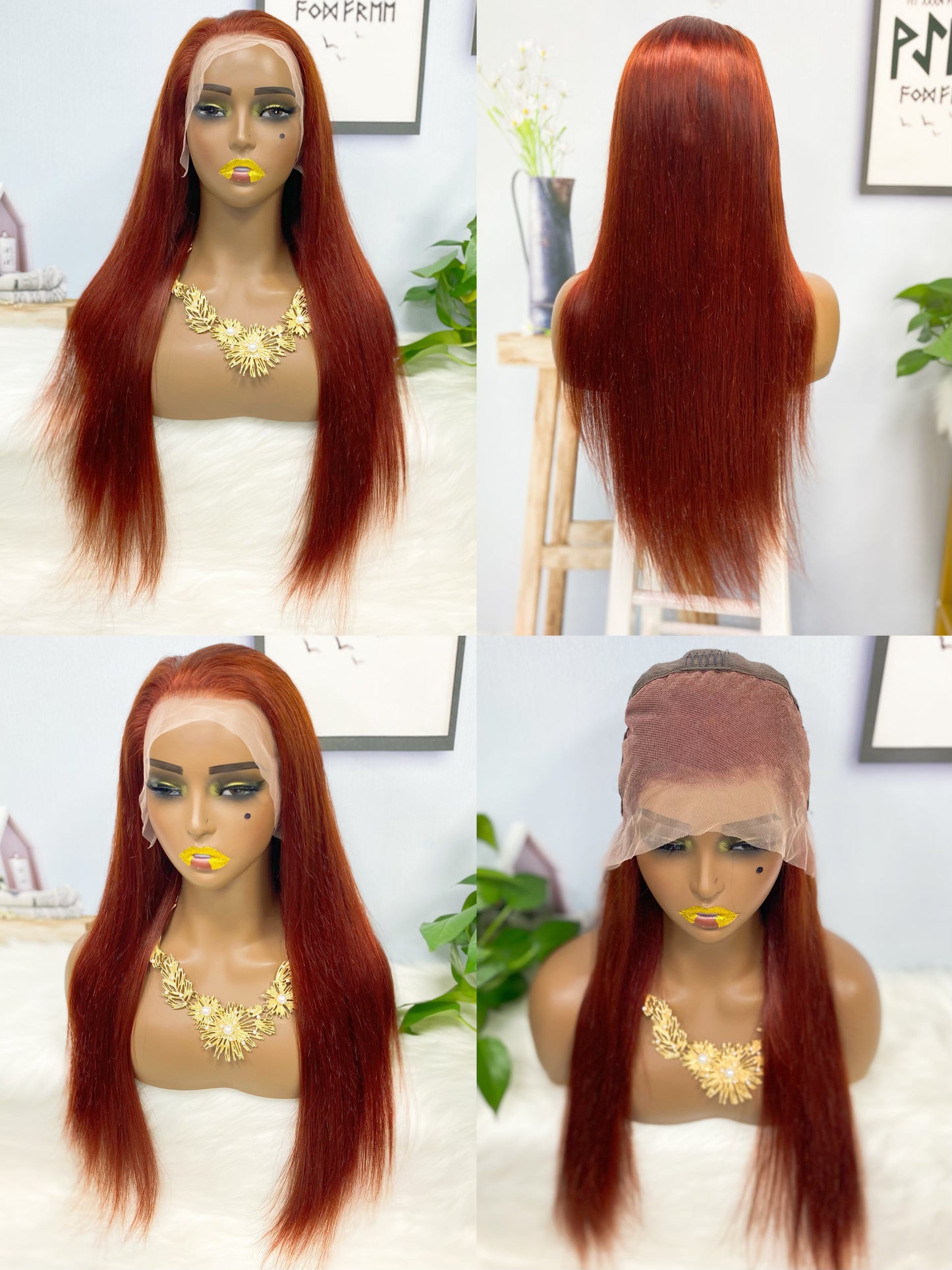13*4 Lace Wig Straight Natural Human Hair Lace Wigs Color 33# 200% Density
