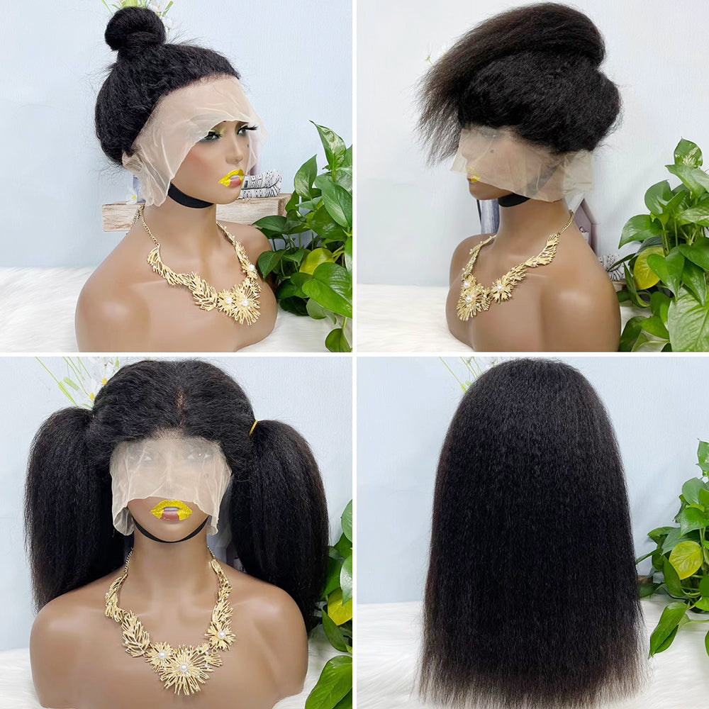 360 Lace Wig Kinky Curl Natural Virgin Human Hair Wigs 16inch- 36inch 350% Density