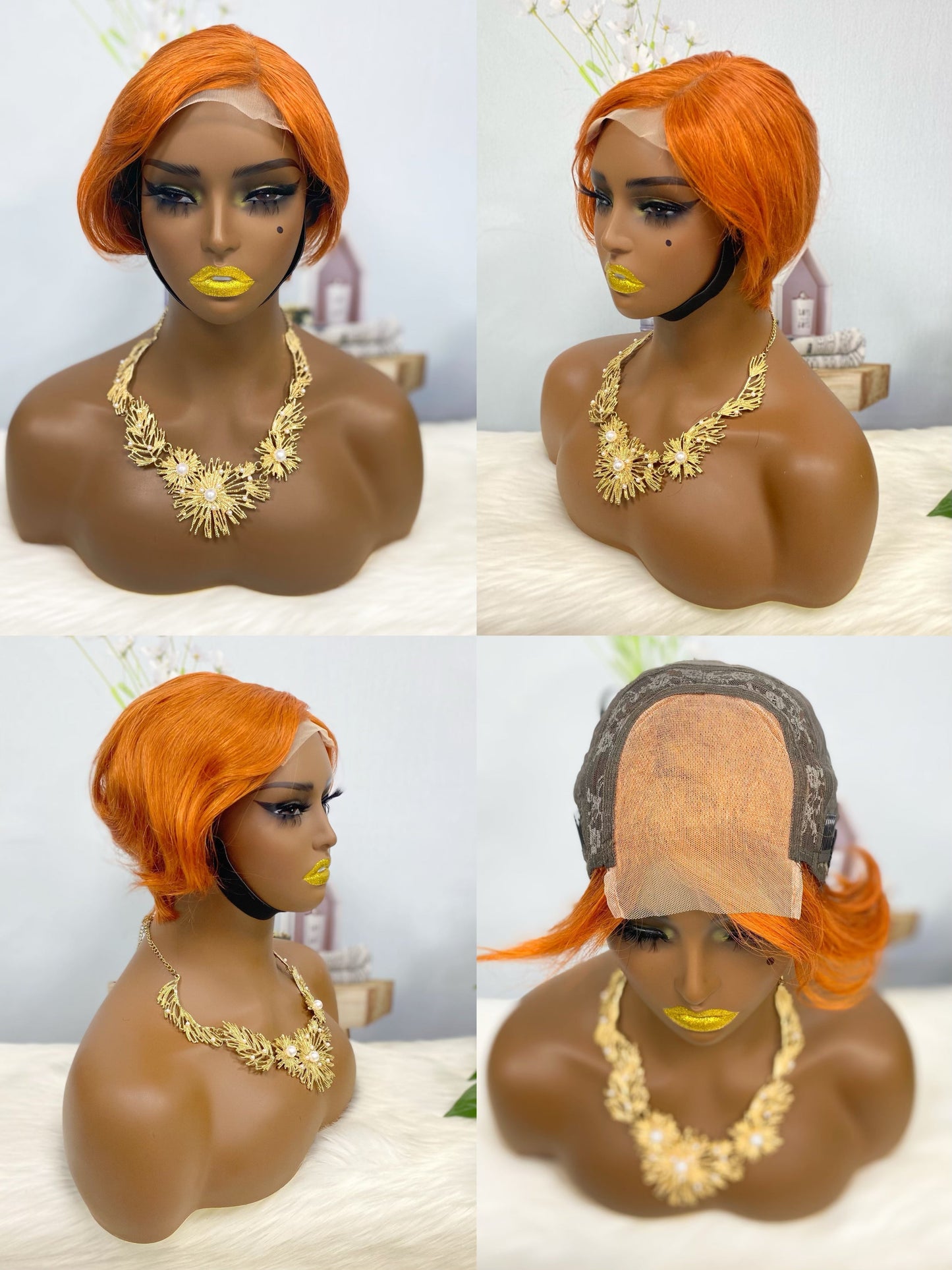 4*4 Wig Pixie Cut Human Hair Wig Color T1B/30#