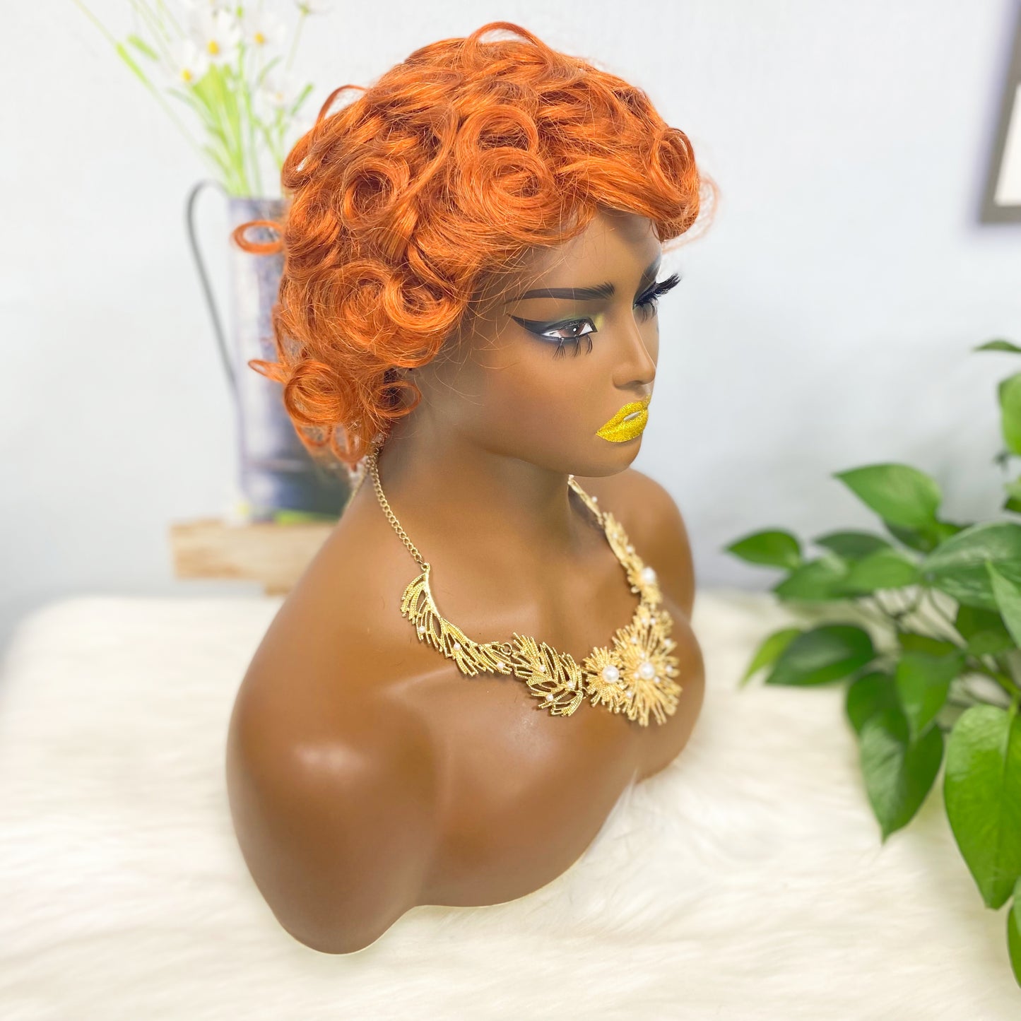 Wig W661 Machine Human Hair Wig Natural Hair Wigs Color 350#