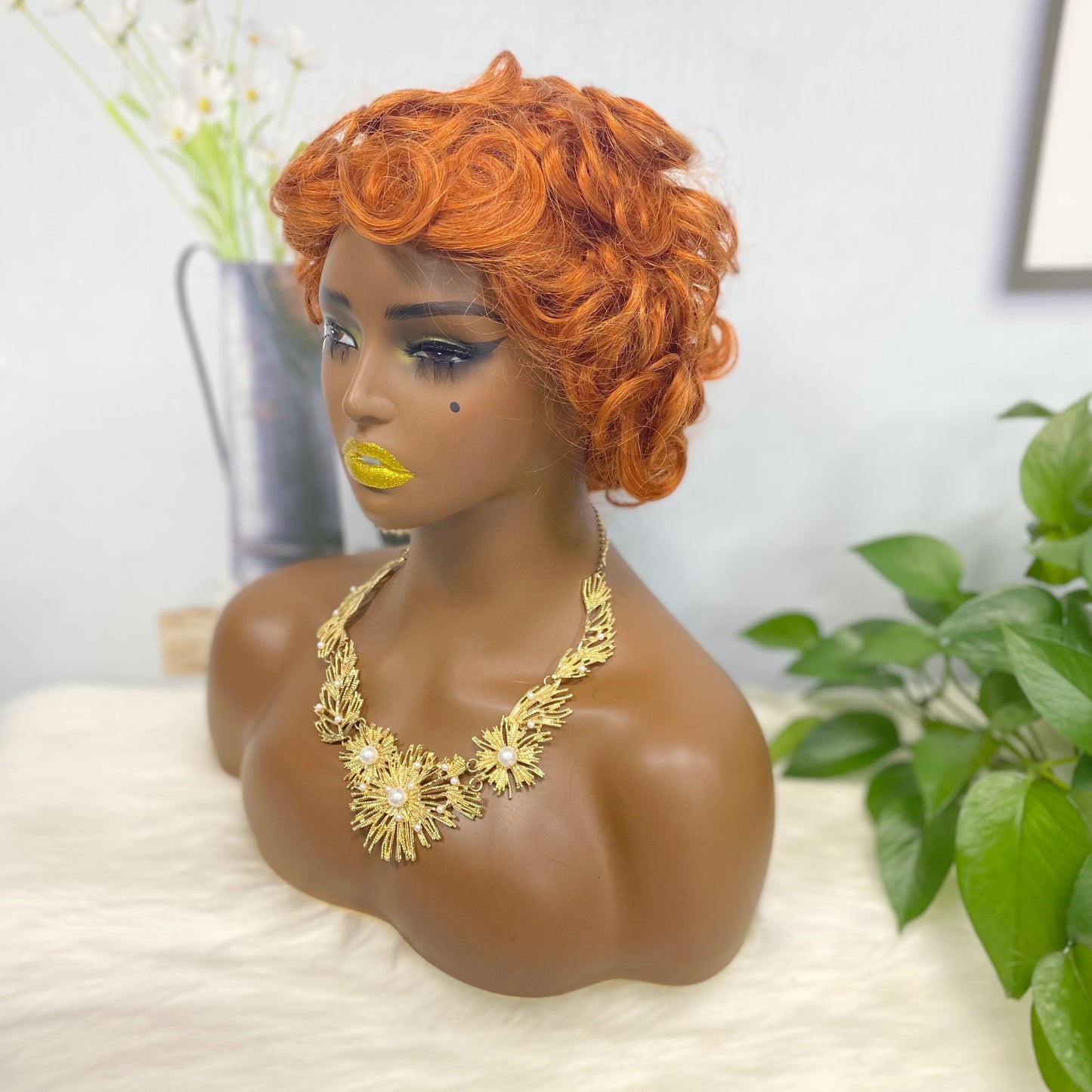 Wig W661 Machine Human Hair Wig Natural Hair Wigs Color 350#